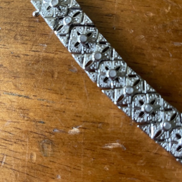 Sonya Hou Natural Diamond Silver Tone Tennis Bracelet Designer Signed 7 1/2" - Picture 2 of 4